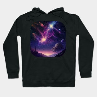 Peaceful Dreams Colorful Space Sakura Tree Hoodie